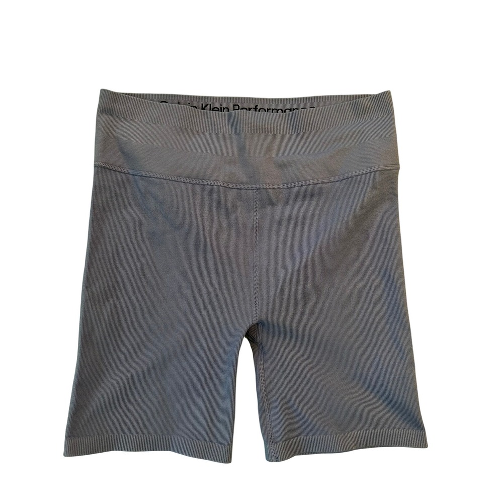 Calvin Klein Performance Womens Ribbed Seamless Biker Shorts Blue XL High Rise